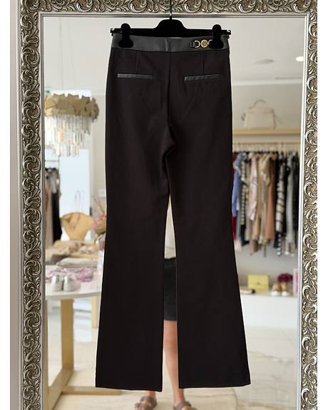 Fracomina — Calça preta cós eco-pele (Detalhe)