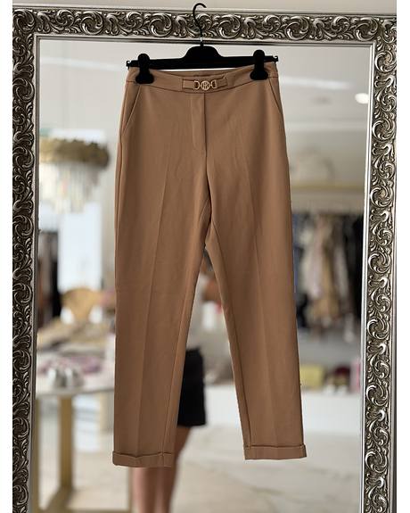 Fracomina — Calça camel detalhe dourado (Na loja)