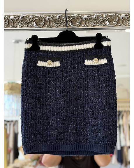Guess — Saia malha dark navy lista (Na loja)