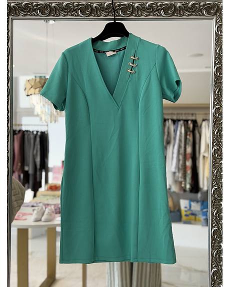 Liu Jo — Vestido verde água c/ fivelas strass (Na loja)