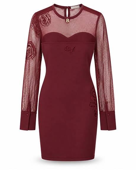 Liu Jo — Vestido bordeaux mangas tule (A peça)