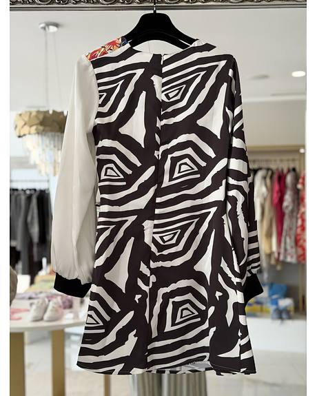 Sahoco — Vestido preto/branco zebra (Na loja)