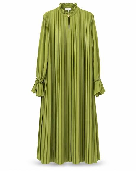 Fracomina — Vestido verde pregas cinto preto (A peça)