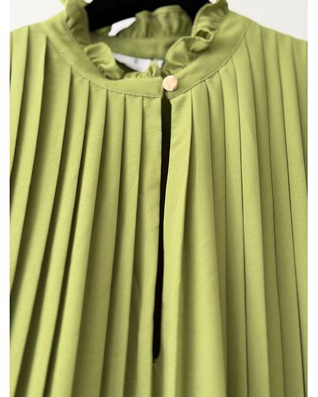 Fracomina — Vestido verde pregas cinto preto (Detalhe)