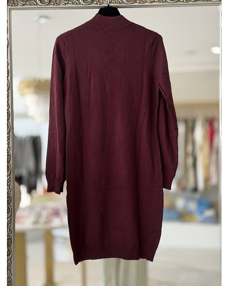 Relish — Vestido curto bordeaux traçado (Na loja)