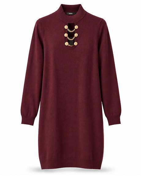 Relish — Vestido malha bordeaux botões (A peça)