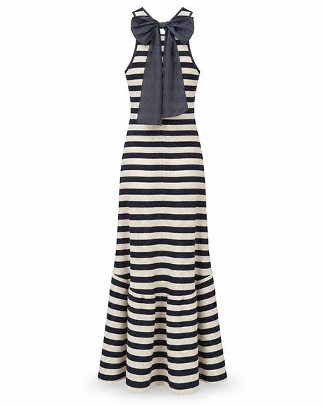 Fracomina — Vestido riscas laço atrás (Atrás)
