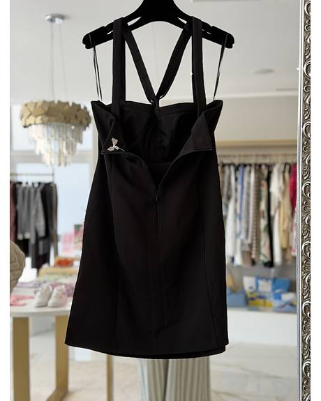 Liu Jo — Vestido preto pedra brilho decote (Na loja)